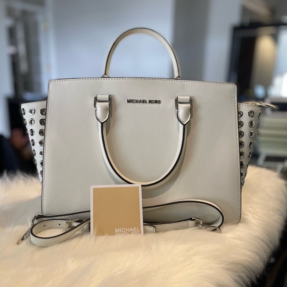 Michael Kors Handbags - Michael Kors White Satchel with Silver Accents